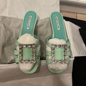 Green flat made by Manolo Blahnik